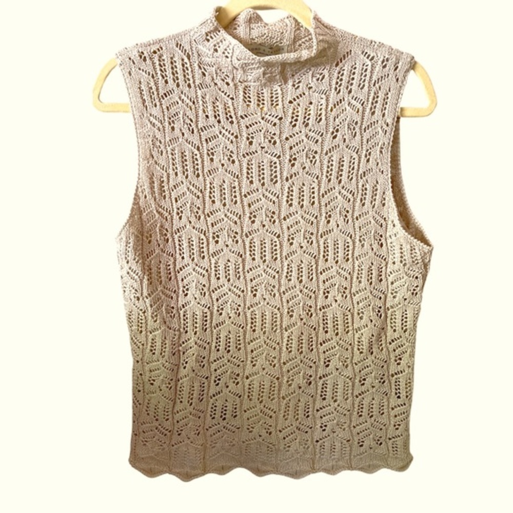 Lord and Taylor sleeveless mock neck crocheted sweater. Stunning. XL
